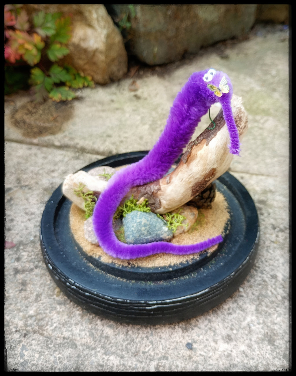 Taxidermied fuzzy worm