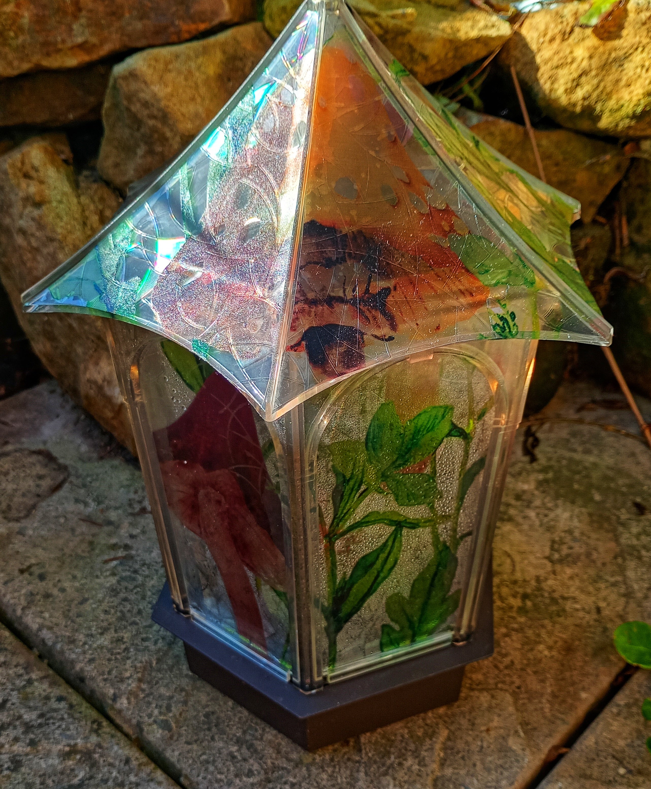 Stained Glass Style Toadstool Terrarium