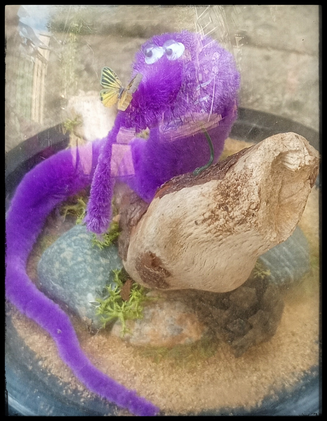 Taxidermied fuzzy worm