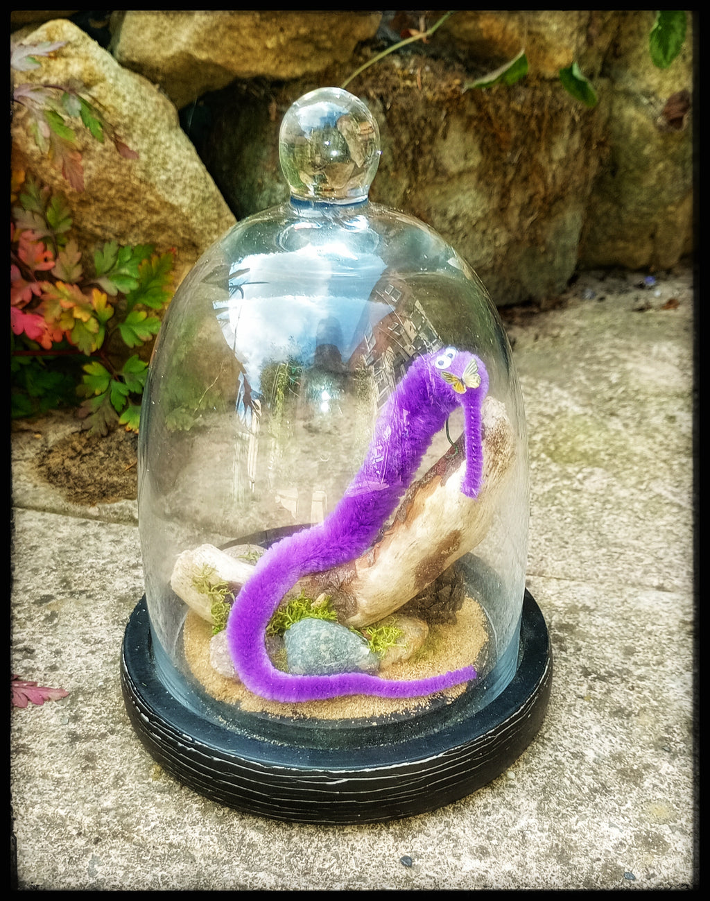 Taxidermied fuzzy worm