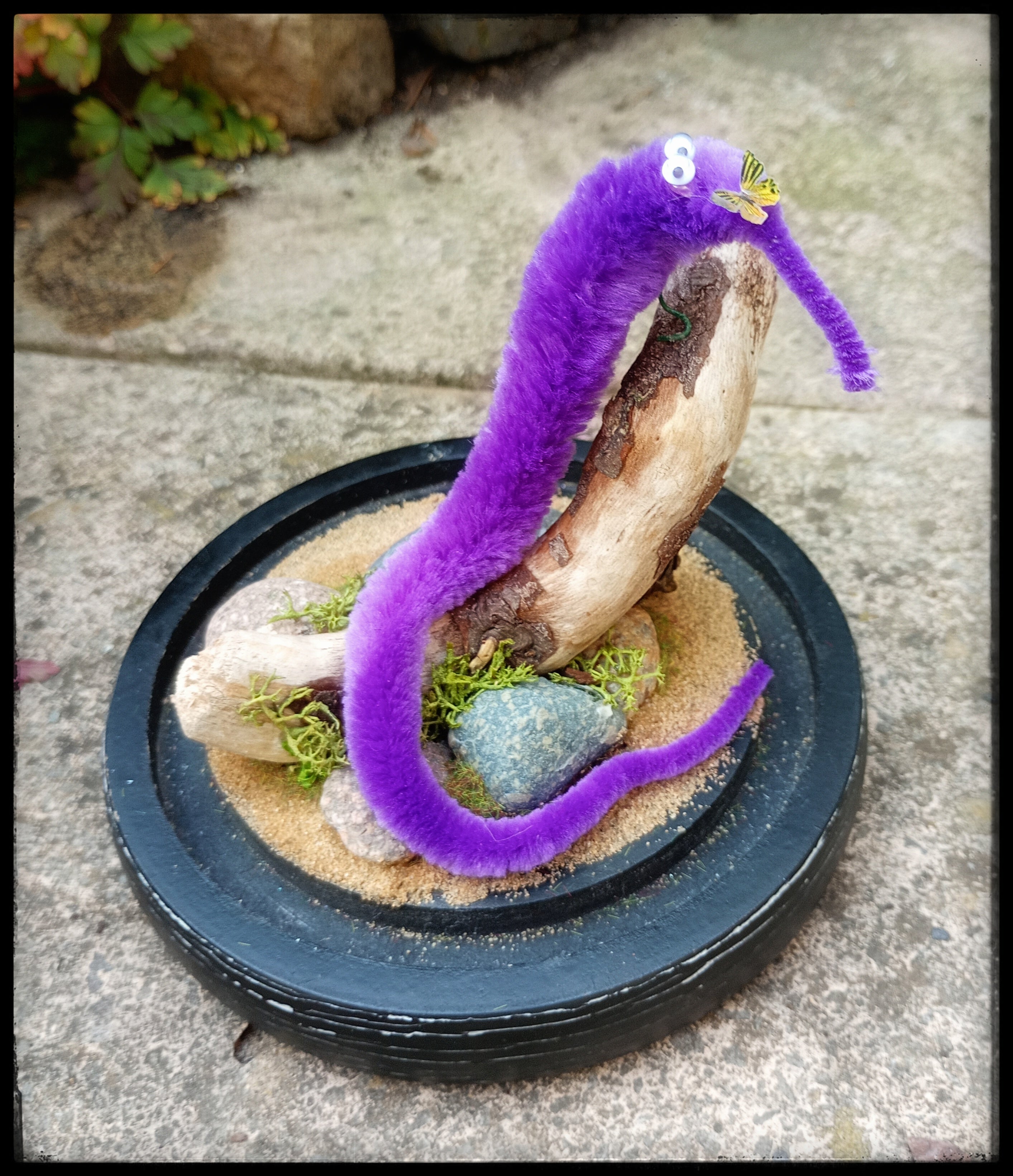 Taxidermied fuzzy worm